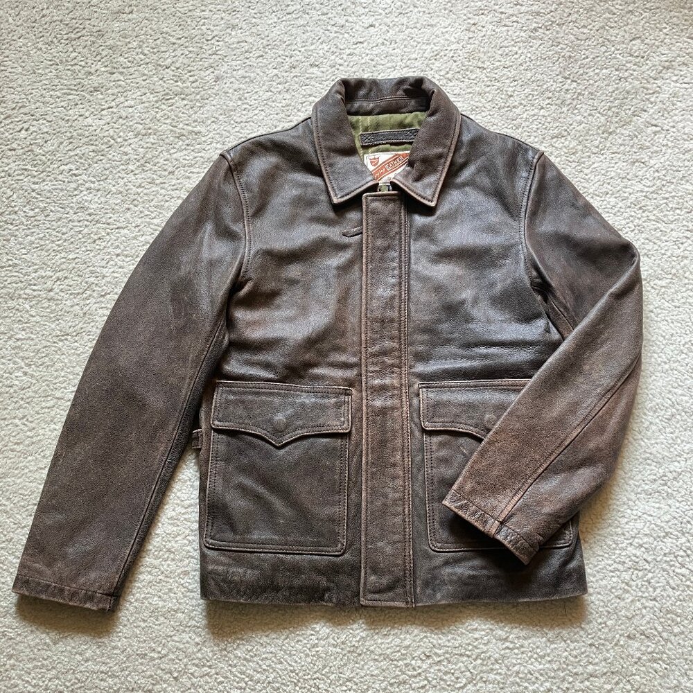 Curphey Leather vintage-style distressed genuine leather Indiana Jones jacket